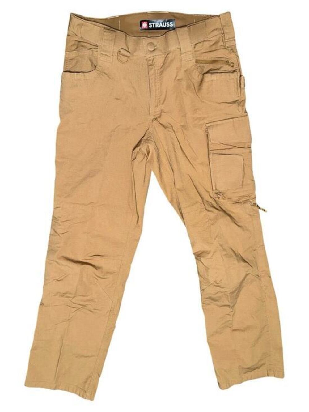 Strauss Men's 34 x 32 Almond Brown Ripstop Utility Pockets Heavy Duty Work Pants